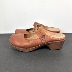 Dansko Brown Leather Mary Jane Clogs EU 38 US 7.5–8 Comfort Heel